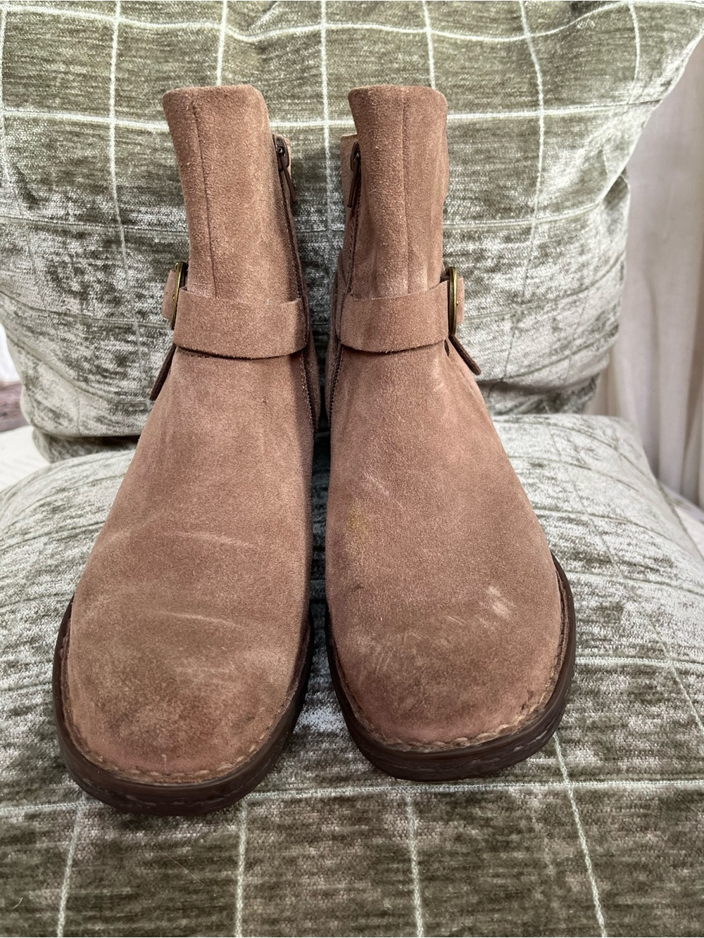 Born Brown Suede Leather Ankle Boot with Interior Zipper